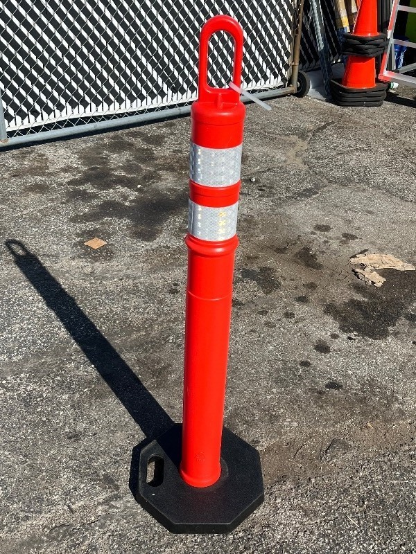 lot 80 image: Tall Tube Traffic Cone - 48 W Heavy Rubber Base - Reflective 3M