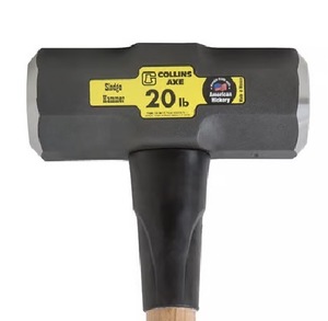 lot 45 image: Collins 20 lb Steel Double Face Sledge Hammer 36 in. Hickory Handle