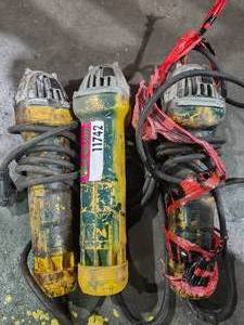 lot 11742 image: (3) DEWALT Angle Grinder Corded