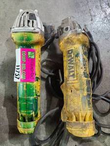 lot 11757 image: (2) DeWalt 4 12 in. Angle Grinder  Model DWE402N