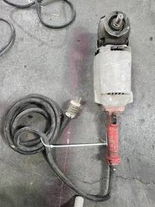 lot 11803 image: Electric Motor with Red Handle Drill Attachment and Power Cable