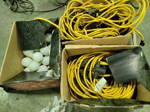 lot 23757 image: Lot of Extension Cords, Light Bulbs and Electrical Accessories
