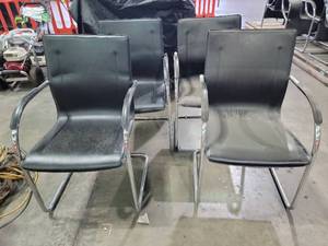lot 23776 image: (4) Black Cantilever Chairs with Chrome Frame and Arms