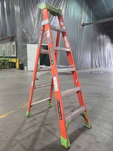 lot 23663 image: 6Ft - Louisville CrossX Step 300 lb Fiberglass A-Frame Ladder