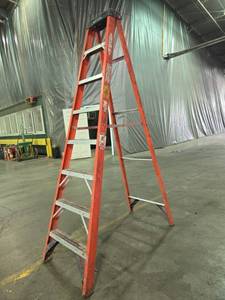 lot 23695 image: 10 Ft - Werner Fiberglass A-Frame Ladder&nbsp