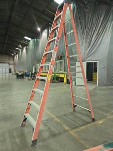 lot 23699 image: 10 Ft - Werner Type IA Fiberglass A-Frame Ladder  Model MK18