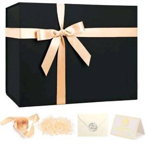 lot 10208 image: Ayieyil Black Gift Box with Ribbon, 2 Pack