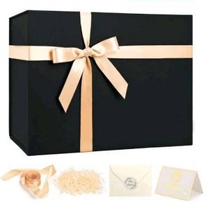 lot 10231 image: Ayieyil Black Gift Box with Ribbon, 2 Pack