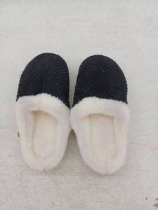 lot 10278 image: Black and White Knit Slippers with Rubber Sole