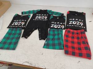 lot 10299 image: Merry 2024 Christmas Kids Long Sleeve Pajama Lot (various sizes)