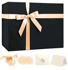 lot 10313 image: Ayieyil Black Gift Box with Ribbon, 2 Pack