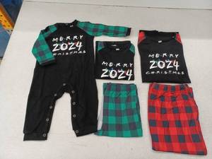 lot 10323 image: Merry 2024 Christmas Family Pajama Sets - Plaid