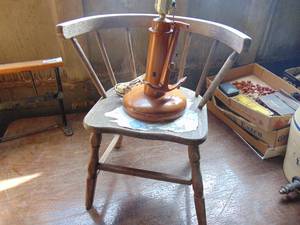 lot 3696 image: Wooden Chair and Anchor Lamp