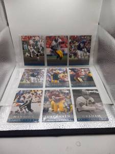 lot 33 image: 9-Card Lot NFL Legends Sports Cards Butkus Kirkland Brown Young Favre Manning Jurgensen Graham