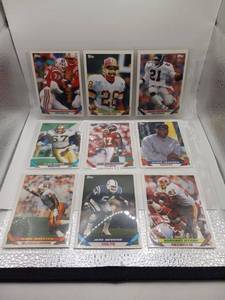 lot 35 image: Topps Football Trading Cards Lot 9 Cards 1990s Players