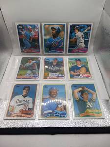 lot 56 image: Topps Baseball Cards Lot of 9 Wallace Johnson Shawon Dunston Jay Bell Fernando Valenzuela Dave Gallagher Tom Glavine Gregg Olson Willie Wilson Todd Burns
