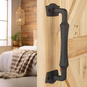 lot 954 image: SEE PHOTO FOR COLOR NOT BLACK Eumtenr Rustic Barn Door Handles for Sliding Door, 10 Square Solid Design - Retail $26