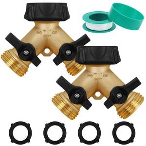 lot 961 image: BiswingONE PIECE 1Pack Garden Hose Splitter 2 Way, Heavy Duty Brass Connector Tap Splitter, Y Splitter 1 Valves  - Retail $18