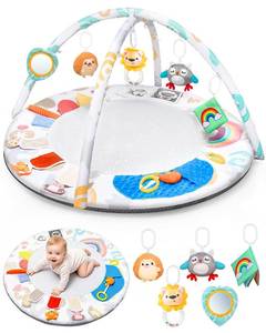 lot 967 image: Oneyus Baby Play Gym & Activity Mat with 5 Toys for 0-12 Months - Retail $49