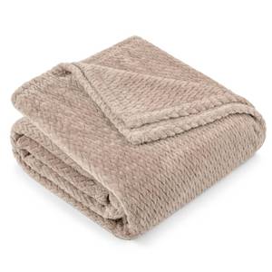 lot 976 image: PAVILIA Soft Fleece Taupe Tan Throw Blanket for Couch, Lightweight Plush Warm Blankets for Bed, Fuzzy Cozy Flannel Blanket Throw for Sofa, Travel, Jacquard Pattern, TaupeCamel, Twin, 60x80 inch - Retail $20