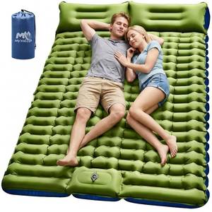 lot 992 image: Myxslop Double Sleeping Pad for Camping, 4 Extra-Thick 2 Person Inflatable Camping Mattress with Built-in Pillow & Foot Pump, Compact Sleeping Mat for Outdoor Tent, Backpacking, Hiking and Car Travel - Retail $36