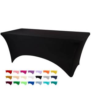 lot 997 image: BDDC 6ft Black Stretch Spandex Fitted Table Cloth for 6 Foot Tables - Retail $9