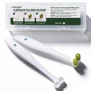 lot 999 image: CAPSLogist Capsule Filling Spoon Set of 2, Fit Empty Capsules Size 0 - Retail $17