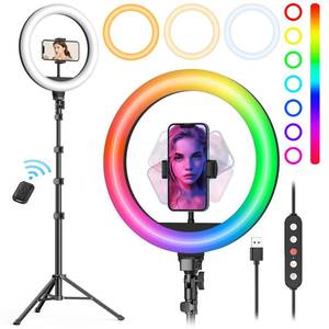 lot 2001 image: Weilisi 10 Ring Light with Stand 72 Tall & Phone Holder,38 Color Modes Selfie Light with Tripod Stand,Stepless DimmableSpeed LED Ring Light for iPhone & Android,YouTube, Makeup,TIK Tok - Retail $34