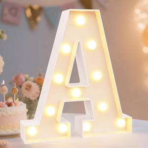 lot 2004 image: Pooqla LED Marquee Letter Lights Sign, Light Up Alphabet Letter for Home Party Wedding Decoration A - Retail $7