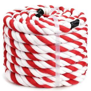 lot 2011 image: Natural Cotton Rope (34inches x 50ft), 3-Strand Twisted Thick White Red Soft Rope Cord for DIY Crafts Decoration Pet Toys, Indoor & Outdoor Use - Retail $23