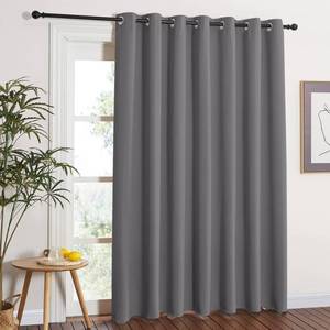 lot 2027 image: NICETOWN Grey Blackout Patio Sliding Door Curtains 84 inch Length, Grommet Room Divider Thermal Insulated Curtain Drapes for French DoorLiving Room (Gray, W100 x L84, 1 Panel) - Retail $16
