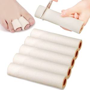 lot 2031 image: Tondiamo 6 Pcs Foam Toe Sleeves Protector Cuttable Tube, Medium, Beige - Retail $14