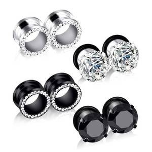 lot 2074 image: Qmcandy 8pcs CZ Gems Ear Gauges 316L Stainless Steel Tunnels 4g(5mm) - Retail $13