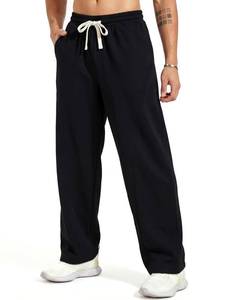 lot 2075 image: ZUY Mens Baggy Fleece Sweatpants Cotton Lounge Open Bottom Athletic Pants Straight Leg Drawstring with Pockets Black XL - Retail $20