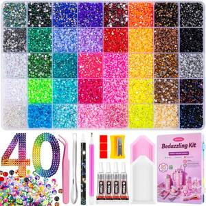 lot 2082 image: Bedazzling Kit 40000Pcs 40 Colors 3mm Resin Jelly Rhinestones - Diamond Art - Retail $20