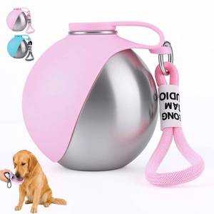 lot 2117 image: 2 in 1 Portable Tumbler for Dogs,Portable Dog Water Ball,10Oz Stainless Steel Dog Water Bottle with Silicone Foldable Bowl, Leak-Proof 2 in 1 Portable Small Dog Water Bottle for Walking - Retail $13