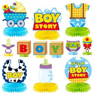lot 2129 image: Andi Cppss Boy Story Honeycomb Centerpieces - 12PCS Boy Story Baby Shower Party Honeycomb Centerpieces Baby Boys Party Table Decoration It��s a Boys Stories Table Topper for Birthday Party Supplies - Retail $18