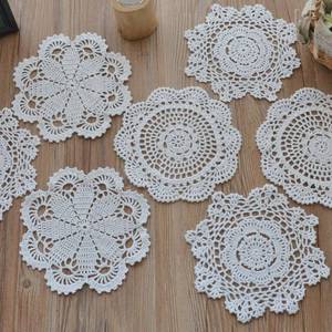 lot 2146 image: SouthMage 12 Hand Crochet Lace Doilies Lot White Round Table Runners Wedding Coasters - Retail $22