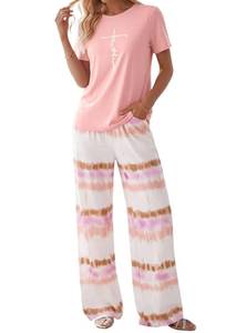 lot 2161 image: PRETTYGARDEN Pajamas for Women 2 Piece Lounge Set, Pink,XXL