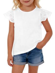 lot 2164 image: Haloumoning Toddler Baby Girl Ruffle Short Sleeve T Shirts Kids Casual Tops 80 - Retail $9