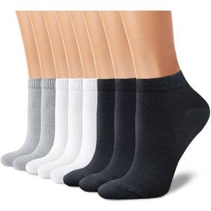 lot 2167 image: CHARMKING 8 Pairs Ankle Novelty Socks for Women Non Slip Cotton Socks No Show Socks Classic Low Cut Casual Socks (BlackWhiteGrey) - Retail $10