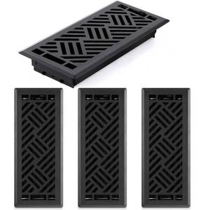 lot 2177 image: Blulu 4 Pack Floor Register 4 x 12 Black Vent Covers, Heavy Duty Walkable Steel Floor Vent Covers, Diagonal Pattern for Easy Air Flow, Adjustment Damper Rust Proof Finish for Home Decor - Retail $55