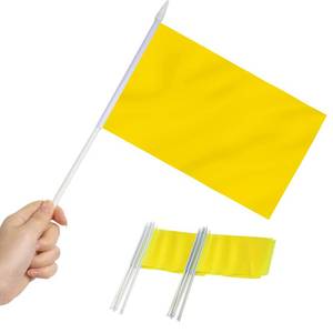 lot 2179 image: Anley Yellow Mini Flag 12 Pack - Hand Held Small Miniature Solid Yellow Blank Flags on Stick - Fade Resistant & Vivid Colors - 5.5x8 Inch with Solid Pole & Spear Top - Retail $7