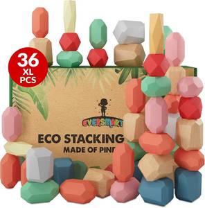 lot 40005 image: 36 Pcs Wooden Stacking Blocks Montessori Toys for 1 6 Year Olds, STEM
