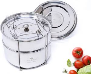 lot 40007 image: Ecozoi Stackable Steamer Insert Pans for Pot-in-Pot Instant Pot 3-8 Qt