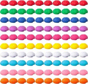 lot 40009 image: Skylety 100 Pcs Brain Balls Bulk Halloween Funny Toy Mini, 10 Colors