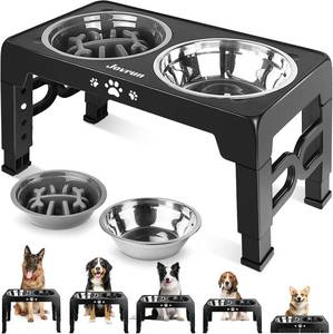 lot 40033 image: Jovrun Elevated Dog Bowls, MediumLarge Dogs, 2 Dishes, 5 Heights