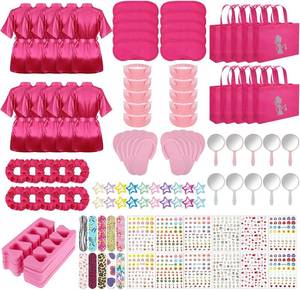 lot 40036 image: 122 Pcs Hot Pink Girls Spa Party Kit 10 Pack Slumber Party Favors