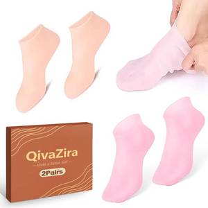 lot 40046 image: 2 Pairs Moisturizing Silicone Socks for Women   Overnight Gel Socks