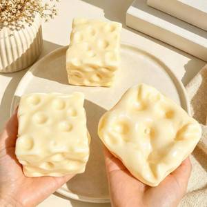 lot 40049 image: Realistic Swiss Cheese Squishy Toy   Stress Fidget, Not Edible-1PC